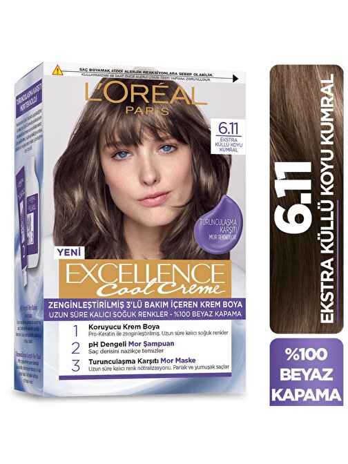 L’Oréal Paris Excellence Cool Creme Saç Boyası – 6.11 Ekstra Küllü Koyu Kumral