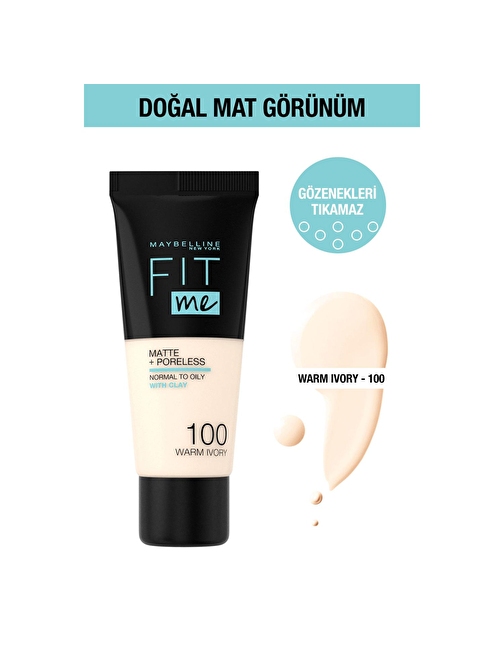 Maybelline New York Fit Me Matte+Poreless Fondöten - 100 Warm Ivory