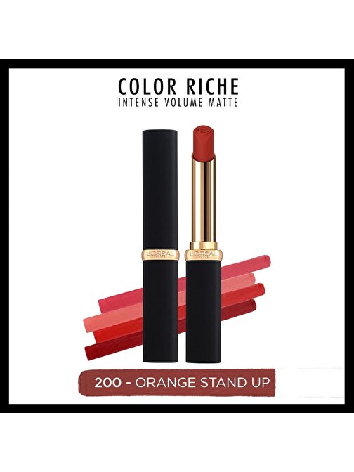 L'Oréal Paris Color Riche Colors of Worth Intense Volume Matte Ruj - 200 Orange Stand Up