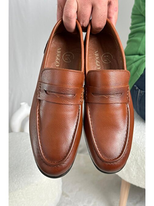 Muggo RİCHARD Garantili Günlük Klasik Hakiki Deri Ortopedik Bağcıksız Erkek Ayakkabı