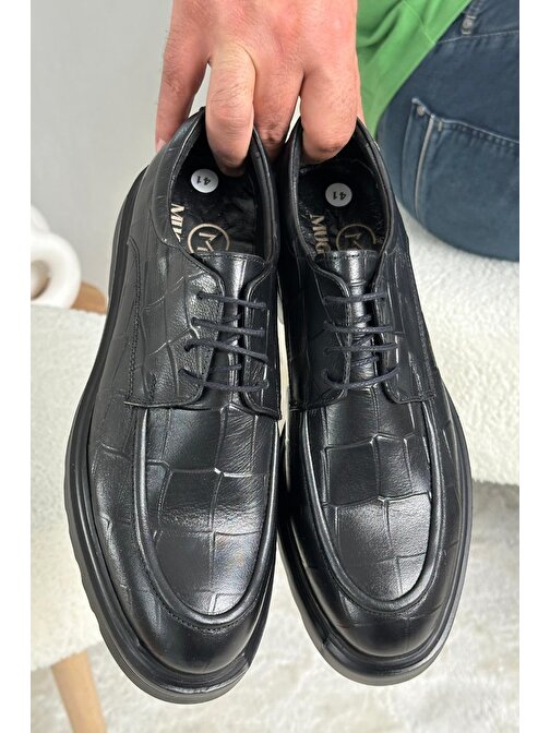 Muggo NORMAN Garantili Günlük Klasik Hakiki Deri Casual Rahat Ortopedik Kalın Taban Erkek Ayakkabı