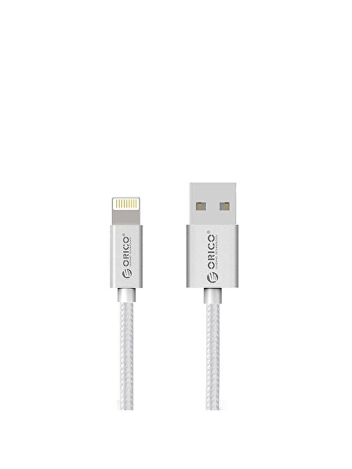 Orico USB to Lightning iPhone 2.4A Örgülü Data ve Şarj Kablosu 1 Metre Gümüş