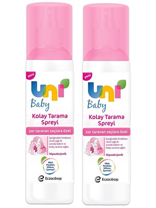 Uni Baby Zor Taranan Saçlara Özel Kolay Saç Tarama Spreyi 200 Ml x 2 Adet