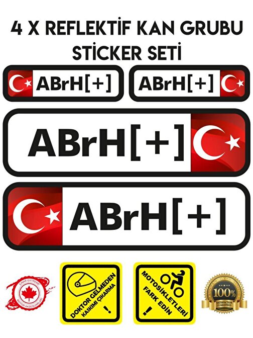 TR AB rH + Reflektif Kan Grubu Seti Sticker Çınar Extreme 