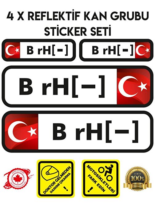 TR B rH - Reflektif Kan Grubu Seti Sticker Çınar Extreme 