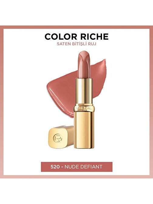 L'Oréal Paris Color Riche Saten Bitişli Ruj - 520 Nude Defiant