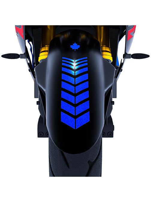 2 Adet Sport Motosiklet Çamurluk Reflektif Mavi Kask Sticker Çınar Extreme 