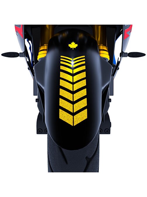 2 Adet Sport Motosiklet Çamurluk Reflektif Sarı Kask Sticker Çınar Extreme 