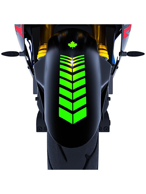 2 Adet Sport Motosiklet Çamurluk Floresan Yeşil Kask Sticker Çınar Extreme 