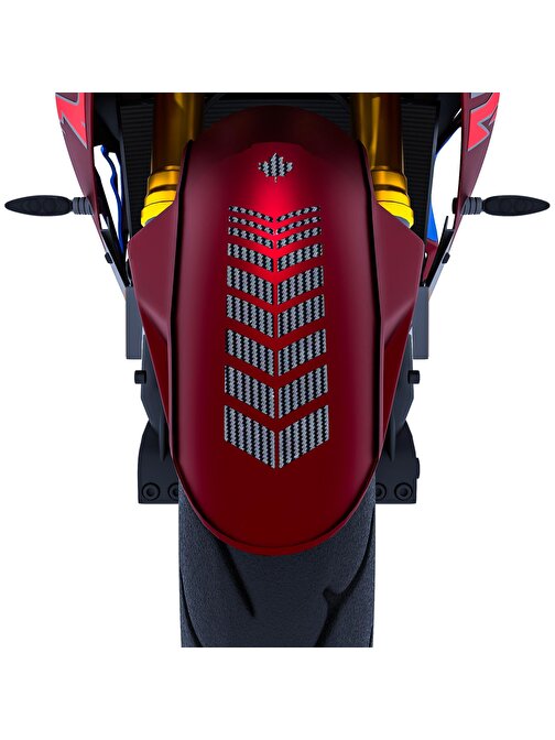 2 Adet Sport Motosiklet Çamurluk Siyah Karbon Fiber Dokulu Kask Sticker Çınar Extreme 