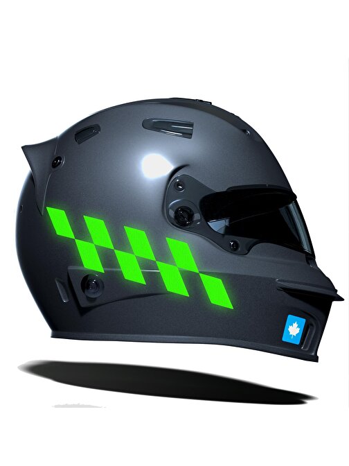 Floresan Yeşil Damalı Kask Motosiklet Sticker Takımı Çınar Extreme 
