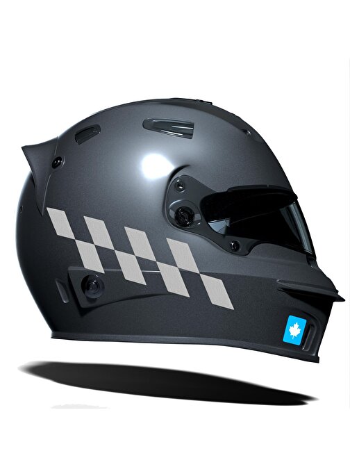 Yaldızlı Gümüş Damalı Kask Motosiklet Sticker Takımı Çınar Extreme 