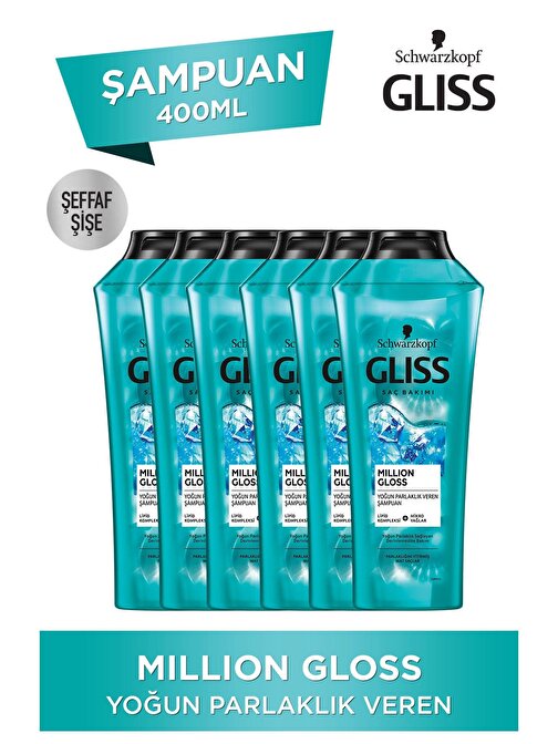 Gliss Million Gloss Yoğun Parlaklık Veren Şampuan 400 ml 6'lı