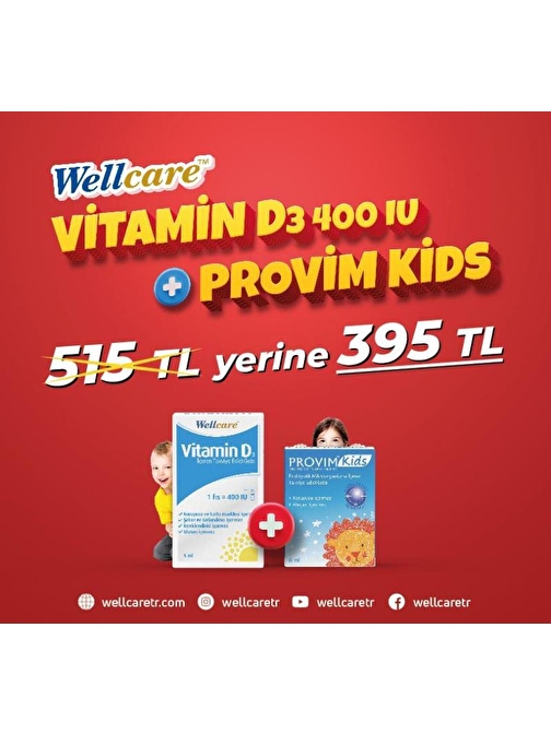 Wellcare Vitamin D3 400 IU+ Provim Kids 8 ml 