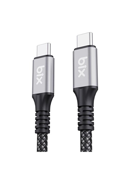 Bix USB4 Thunderbolt 3/4 Uyumlu USB-C IF Sertifikalı 240W 40Gbps 8K 60Hz UHD Hızlı Şarj, Data ve Görüntü Aktarım Kablosu 1 Metre