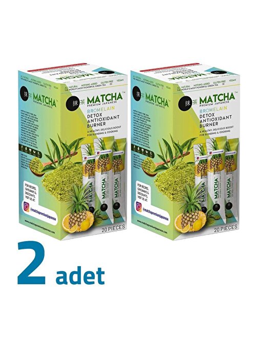 Matcha Premium Japanese Bromelain Ananaslı Limonlu Matcha Çayı 20x8GR X 2Adet