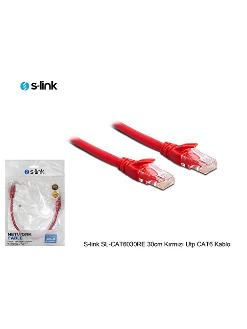 S-link SL-CAT6030RE 30cm Kırmızı Utp CAT6 Kablo