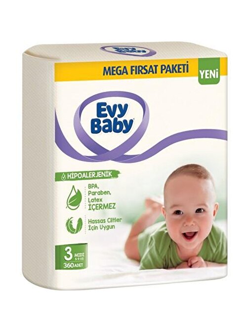 Evy Baby Bebek Bezi Mega Fırsat Paketi 3 Numara 360 Adet