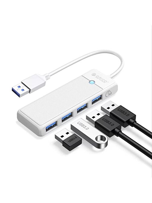 Orico 4 Portlu USB 3.0 Yüksek hızlı 5Gbps HUB Çoklayıcı Beyaz