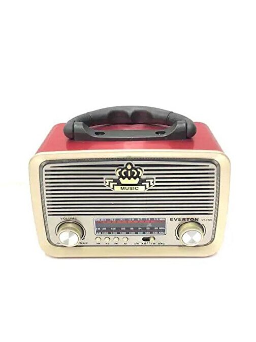 Everton RT-301 Bluetooth-USB-SD-FM Şarjlı  Nostaljik Radyo El Fenerli