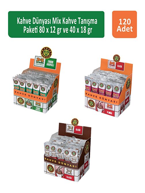 Kahve Dünyası Mix Kahve Tanışma Paketi 80 x 12 gr x 2 Adet ve 40 x 18 gr