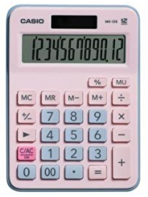 Casio MX-12B-PKLB Açık Pembe+Açık Mavi 12 Hane Masa Üstü Hesap Makinesi