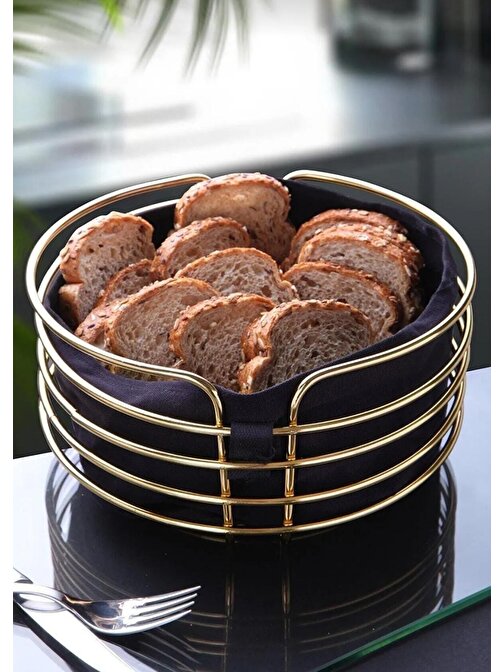 Paslanmaz metal kaliteli yuvarlak gold şık ekmeklik