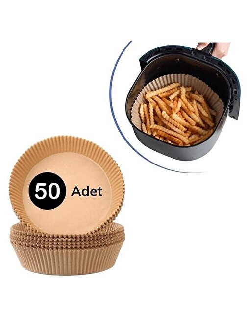50 Adet Air Fryer Pişirme Kağıdı Tek Kullanımlık Hava Fritöz Yağ Geçirmez Yapışmaz Tabak Model (3877)