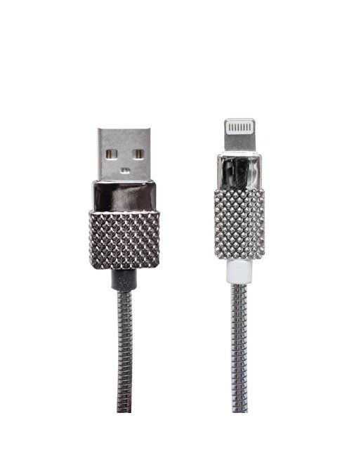 POWERMASTER METAL YAYLI IPHONE LIGHTNING 1 METRE USB DATA VE ŞARJ KABLOSU