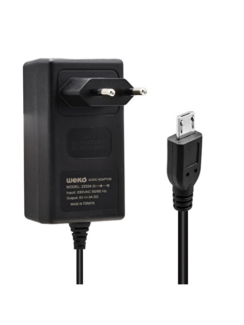 WEKO 5 VOLT - 3 AMPER MICRO USB UÇLU YERLİ ÜRETİM PRİZ TİPİ ADAPTÖR