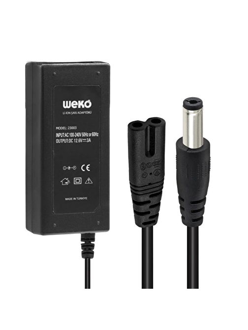 WEKO 12.6 VOLT - 3 AMPER 5.5*2.5 UÇLU YERLİ ÜRETİM LI-ION BATARYA ŞARJ ADAPTÖRÜ (OUT:12V3A)