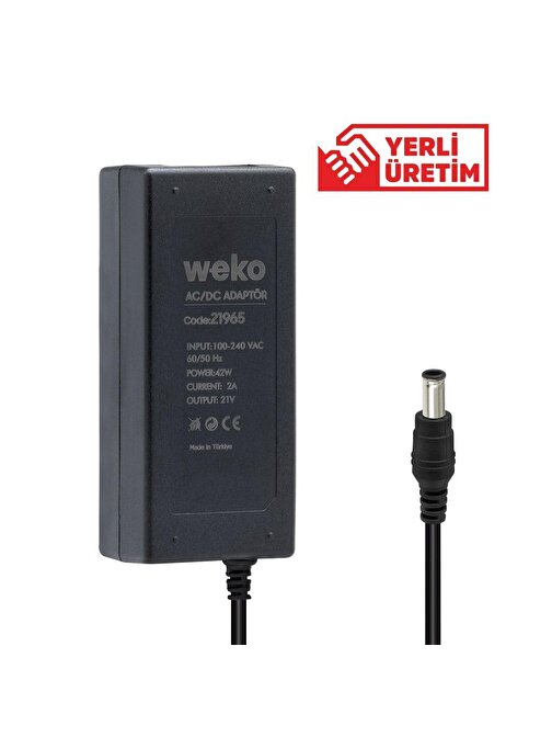 WEKO 21 VOLT- 2 AMPER YERLİ ÜRETİM MASAÜSÜTÜ 5.5*2.5 UÇLU ŞARJLI MATKAP ADAPTÖRÜ