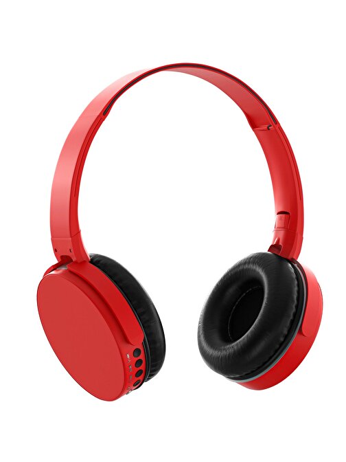 MF Product 0235 Kablosuz Kulak Üstü Bluetooth Kulaklık Kırmızı