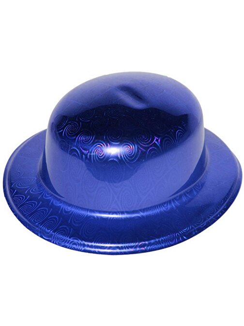 SAMUR Mavi Renk Hologramlı Plastik Yuvarlak Melon 27x24 cm