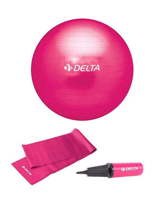 Delta 55 cm Pilates Topu 120 x 15 cm Orta Sert Bant Pompa Seti