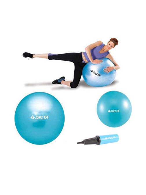 Delta 55 cm Pilates Topu 20 cm Mini Denge Topu Ve Pompası Seti