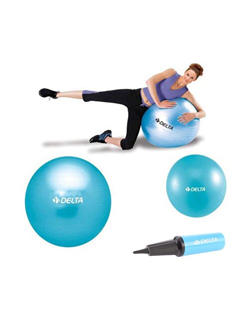 Delta 55 cm Pilates Topu 25 cm Mini Denge Topu Ve Pompası Seti