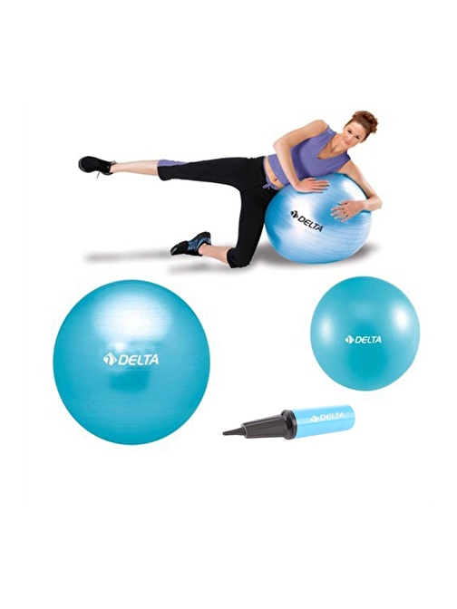 Delta 65 cm Pilates Topu 20 cm Mini Denge Topu Ve Pompası Seti