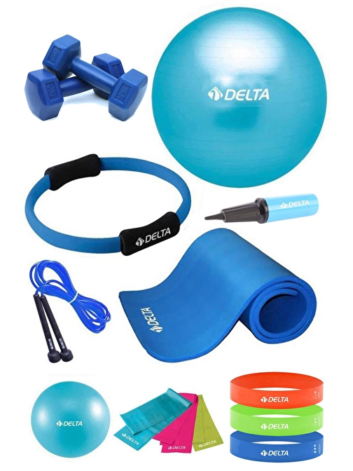 Delta 10 MM Minderli PTS Turkuaz Full Pilates Seti (55 cm 20 cm)