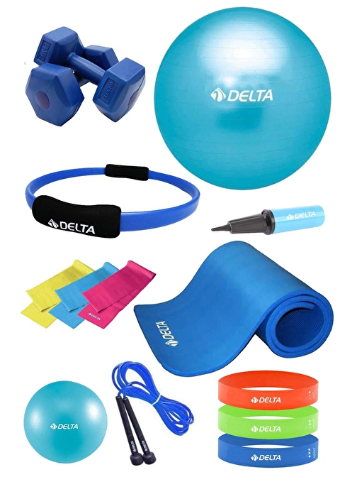 Delta PTS 10 mm Minder 55 cm Pilates Topu Çemberi 2kg Dambıl Seti