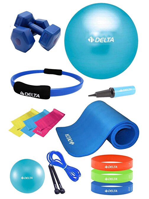 Delta PTS 10 mm Minder 65 cm Pilates Topu Çemberi 2kg Dambıl Seti