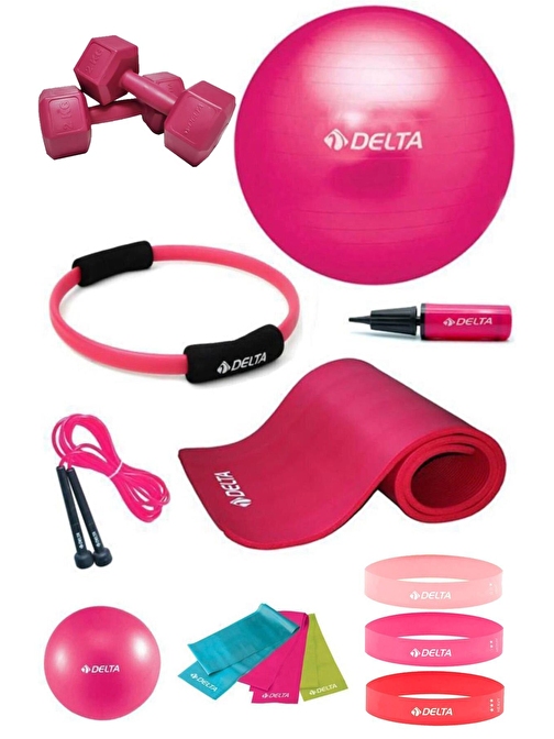 Delta 15 MM Minderli PTS Fuşya Full Pilates Seti (65 cm 20 cm)