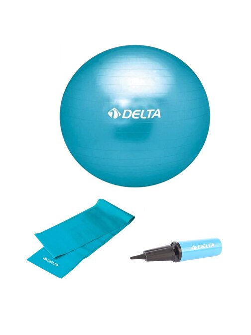 Delta 55 cm Pilates Topu 120 x 15 cm Orta Sert Bant Pompa Seti