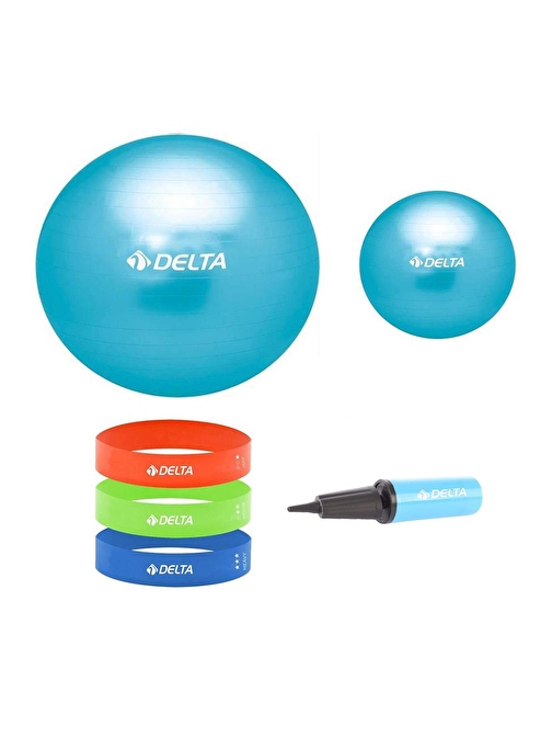 Delta 55 ve 25 cm Pilates Topu 3'lü Aerobik Yoga Bant Seti Pompa