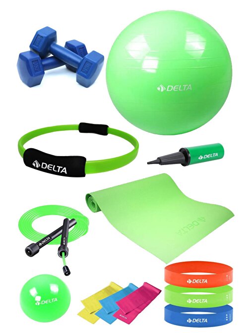 Delta 4 MM Minderli PYS Yeşil Full Pilates Seti ( 55 cm - 20 cm )