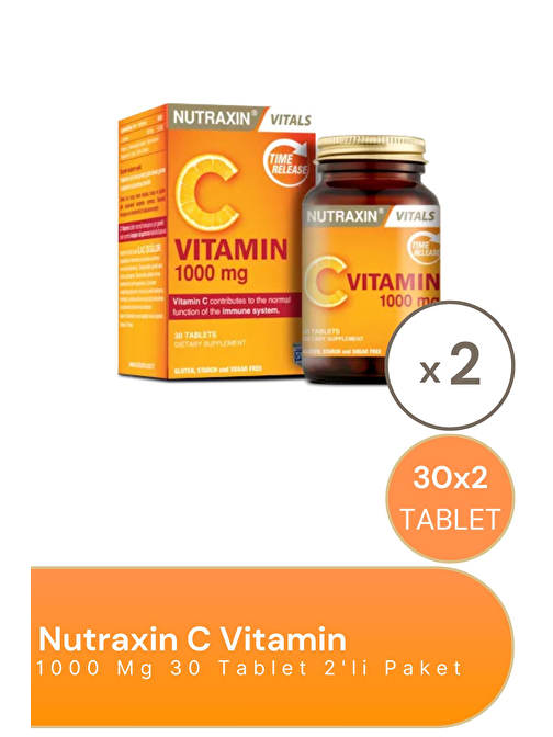 Nutraxin C Vitamin 1000 mg 30 Tablet 2'li Paket