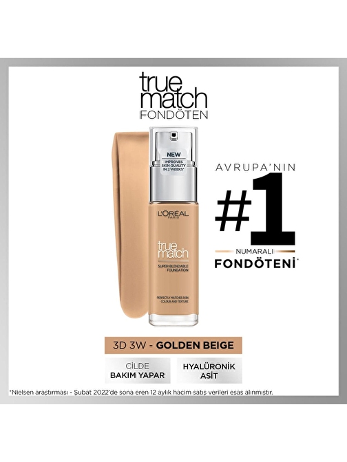 L'Oréal Paris True Match Fondöten 3D3W BEIGE DORE