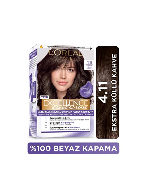 L’Oréal Paris Excellence Cool Creme Saç Boyası – 4.11 Ekstra Küllü Kahve