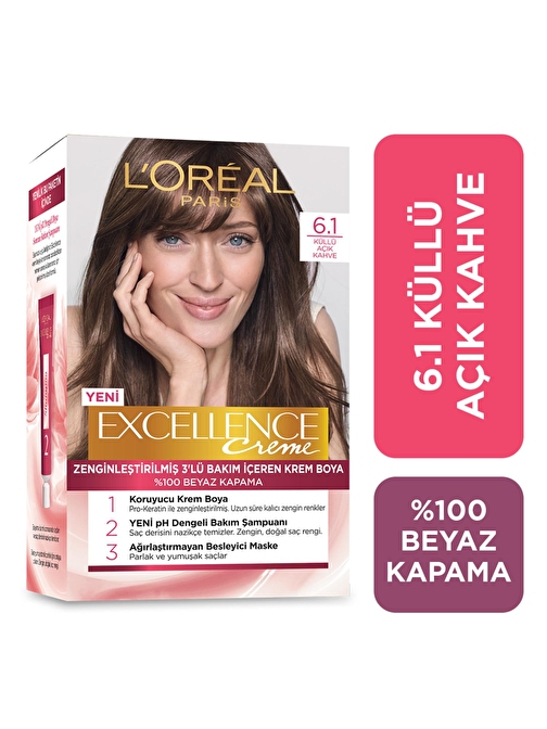 L'Oréal Paris Excellence Creme Saç Boyası 6.1 Koyu Kumral Küllü