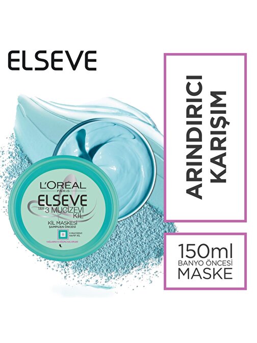 L'Oréal Paris Elseve 3 Mucizevi Kil Banyo Öncesi Kil Maskesi 150 ml